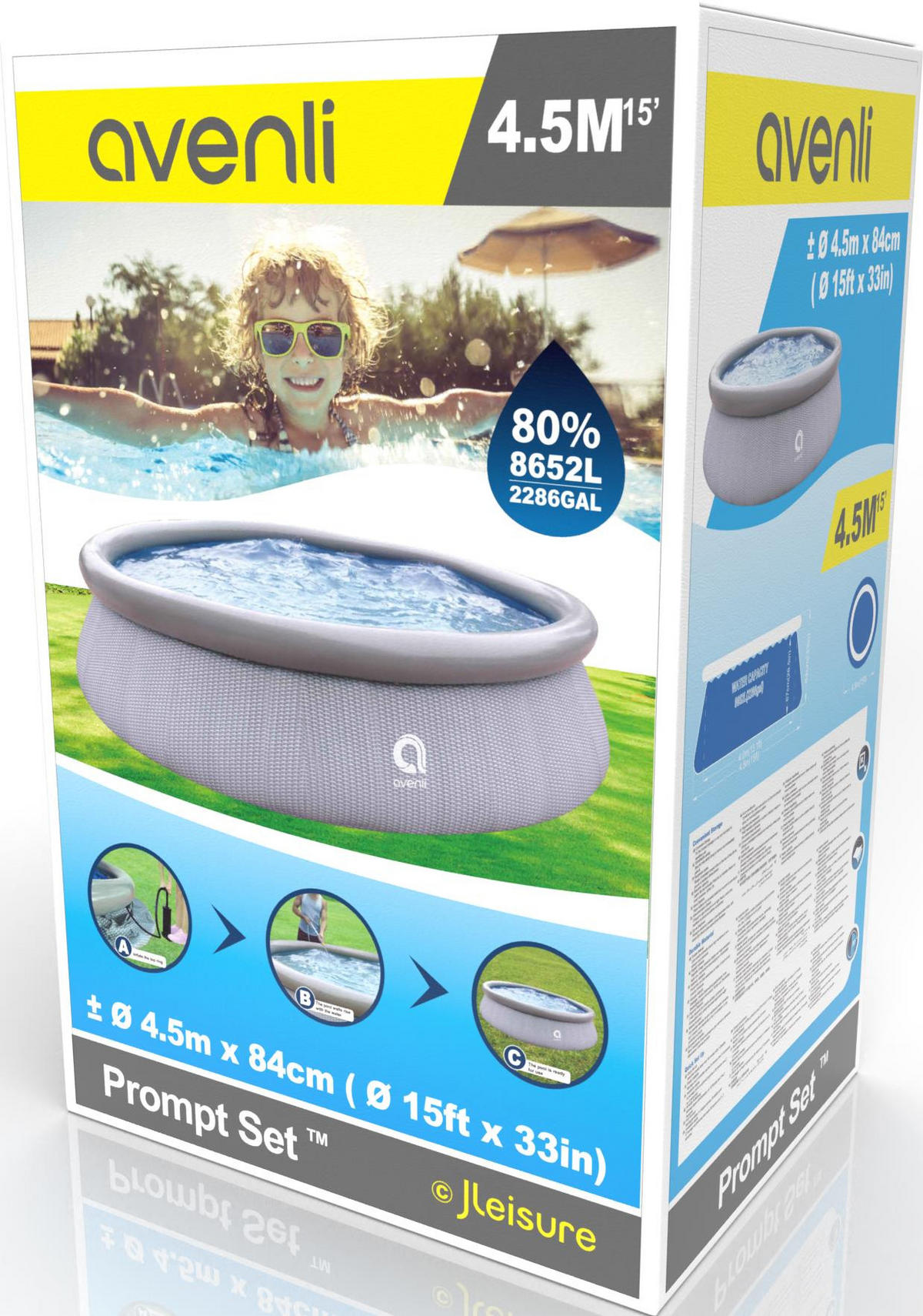 POOL Aufstellpool Prompt Set rund 450 x 84 cm rattan-grau ohne Filterpumpe - Grau, Kunststoff (450/84/450cm) - Avenli