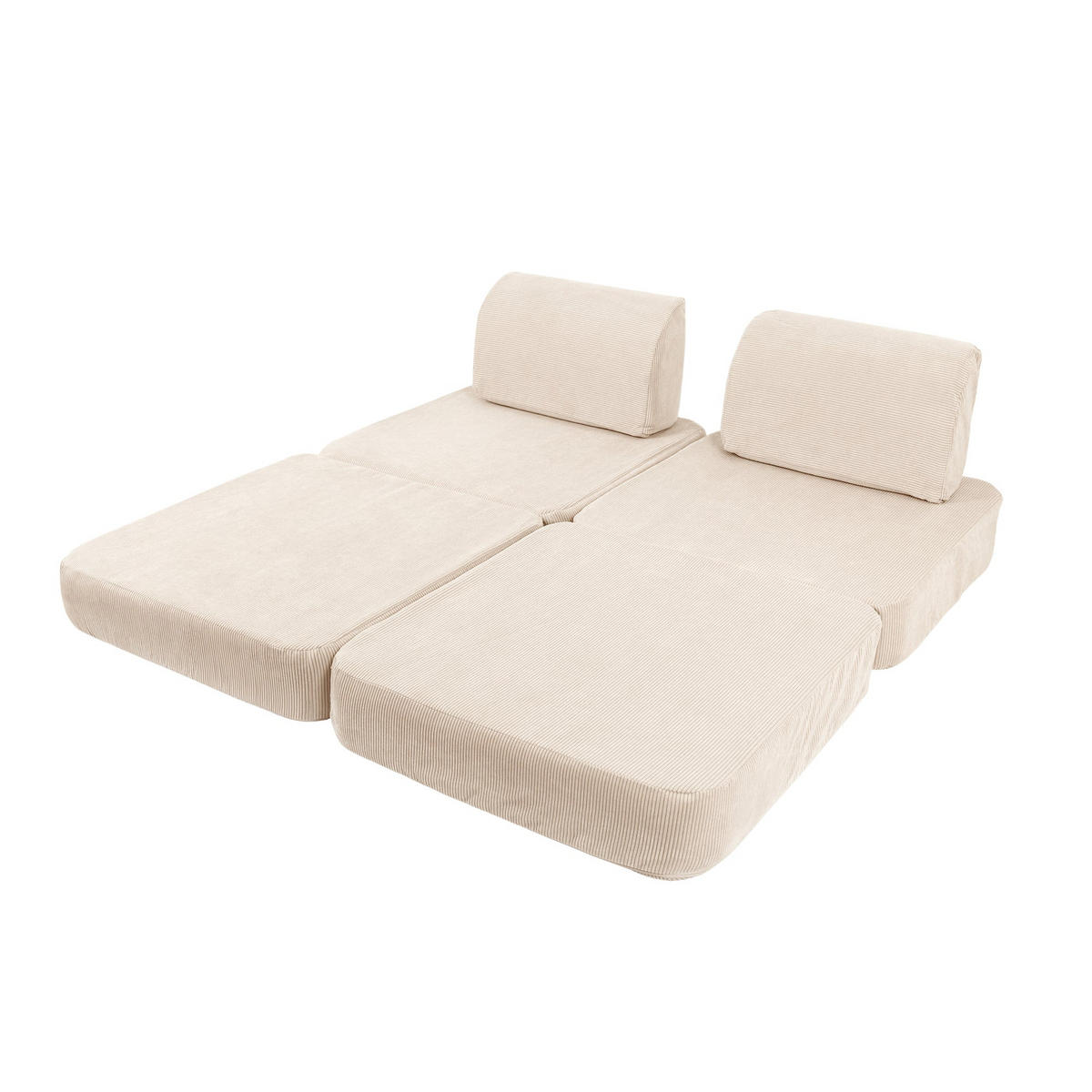KINDERSOFA Pocket Basic modular 4-tlg. aus Slimcord in Beige - Ecru, Textil (120/25/60cm) - MeowBaby