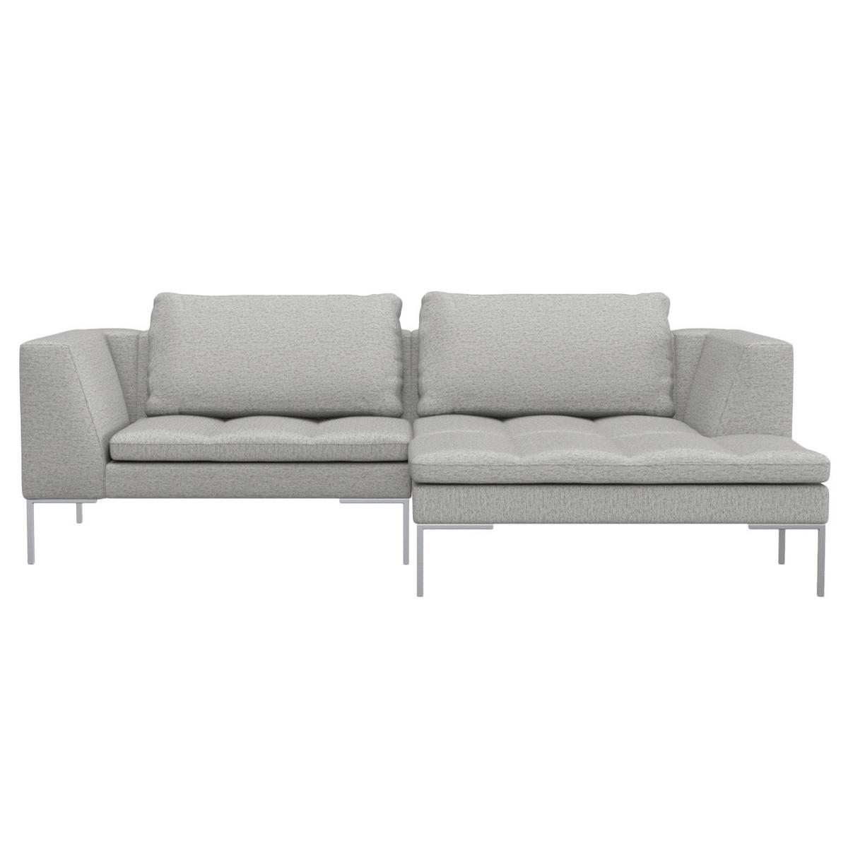 ECKSOFA mit breitem Ottomane - Webstoff - Chromfarben/Hellgrau, Textil/Metall (244/170cm) - home24
