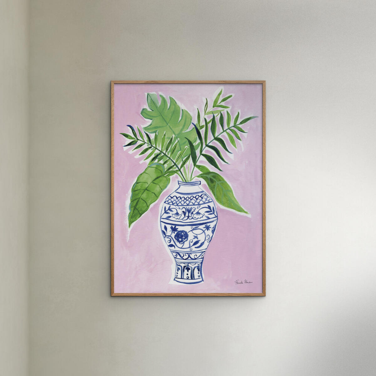 POSTER mit Rahmen Wild Apple - Elegant Chinoiserie I - Eichefarben/Grün, Holz/Papier (50/70cm) - Poster&Frame