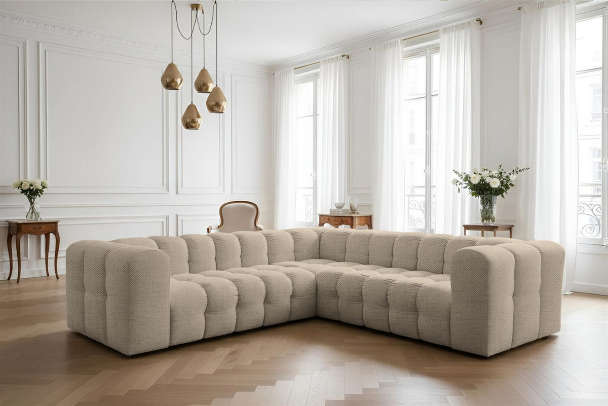 ECKSOFA Solvie Xs In Moly - Beige, Holzwerkstoff/Textil (270/270cm) - Fun Möbel