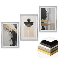 WANDBILDER 3er Set - 40x60 cm Silberner Rahmen - Abstrakte Geometrie Eleganz - Silberfarben, Kunststoff (40/60cm) - ArtPrintCave