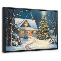 LEINWAND Bilder mit Rahmen - Weihnachten - Weihnachtsbaum - Winter - Zuhause - Schnee - 60x40 - Smaragdgrün, Textil (60/40cm) - MuchoWow
