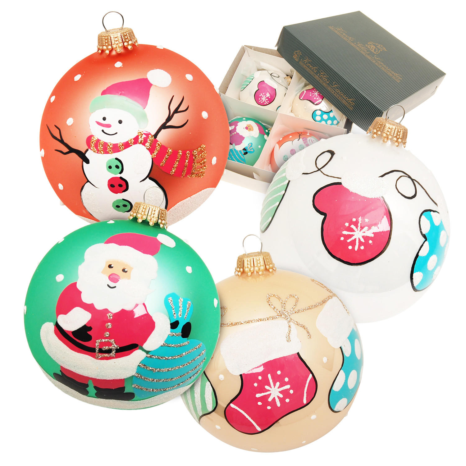 CHRISTBAUMKUGELN American Diner Mehrfarbig 8cm (Glas / 4 Stk.) - Multicolor, Glas (8/8/8cm) - Krebs Glas Lauscha