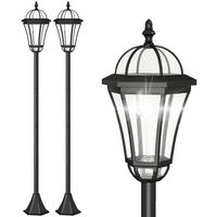 SOLAR Gartenlaterne 2er Set LED Laterne Gartenleuchte 6 Stdn. ABS H129cm - Schwarz, Kunststoff (18.5/18.5/129cm) - Outsunny