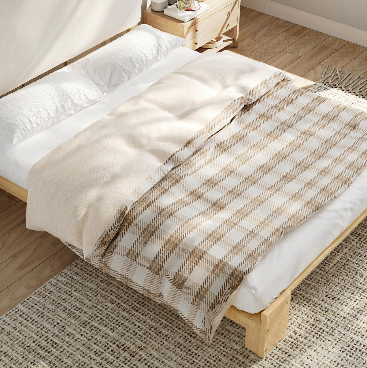 POLSTERBETT 140/200 cm Natur mit gepolsterter Rückenlehne und Lattenrost - Naturfarben, Textil (140/200cm) - Flora Grace