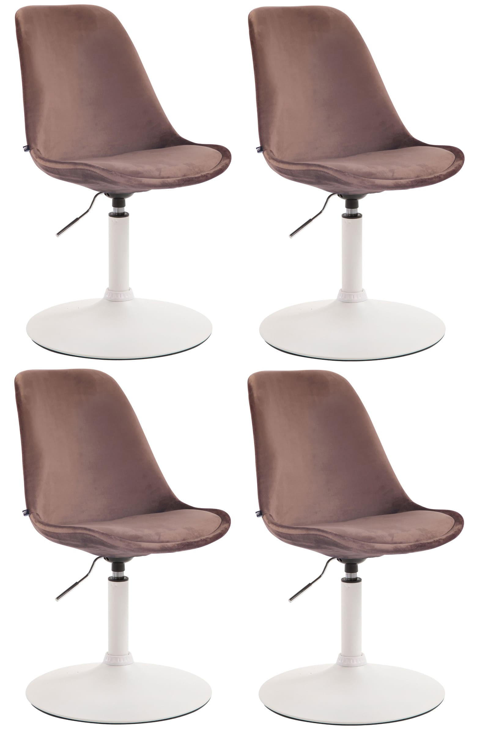 STUHL 4er Set Samt braun - Weiß/Braun, Textil/Metall (48/76/57cm) - CLP