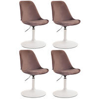 STUHL 4er Set Samt braun - Weiß/Braun, Textil/Metall (48/76/57cm) - CLP