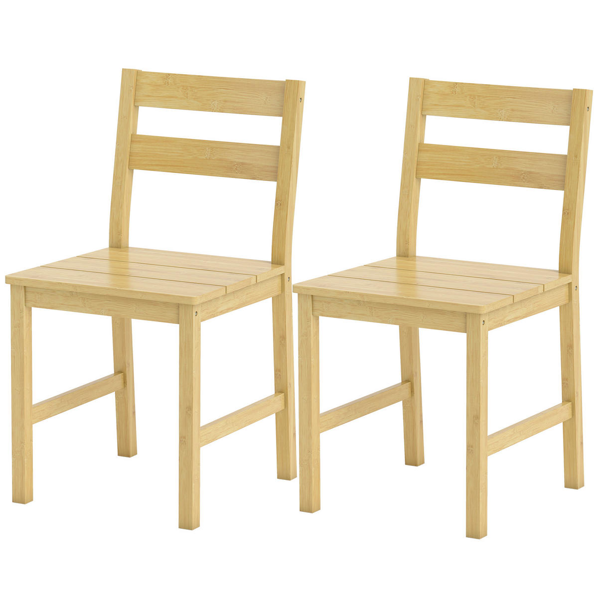 ESSZIMMERSTÜHLE 2er-Set DE-13349 Bambus & Lattenrost Natur - Naturfarben, Naturmaterialien (42/80/45cm) - ComfortXL