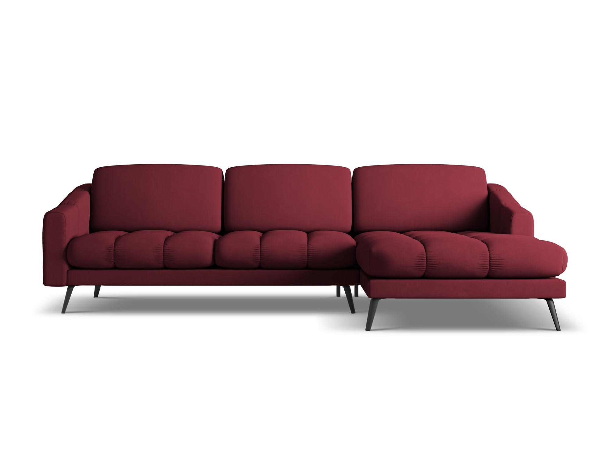 ECKSOFA Rechts Chenille Stoff Rot - Rot/Weinrot, Textil/Metall (264/160cm) - Makamii