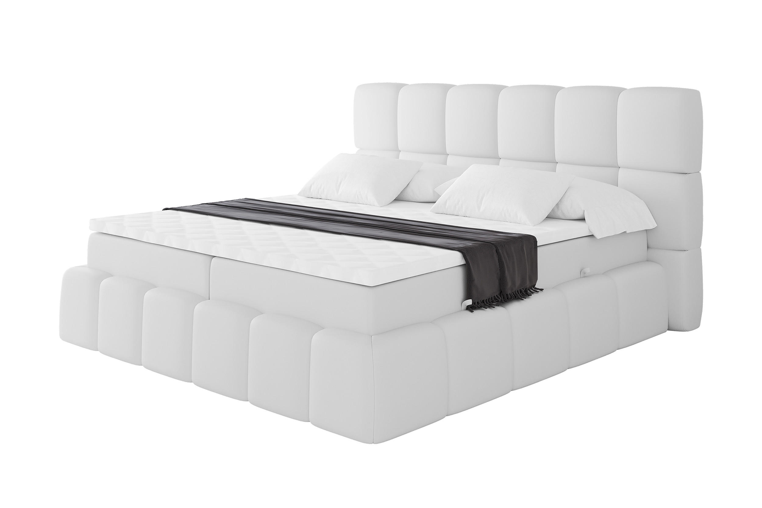 BOXBETT - AURI-H4 - 180x200 Weiß Kunstleder - Weiß, Holzwerkstoff (180/200cm) - ALTDECOR