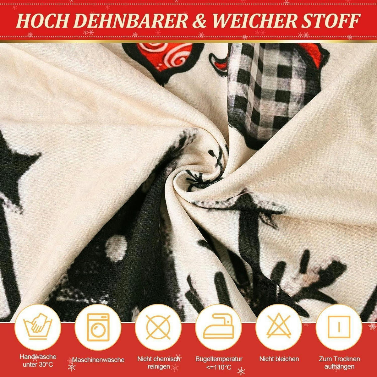 STUHLHUSSEN 6er Set Weihnachts-Design Weiß - Multicolor, Textil (40/42cm)