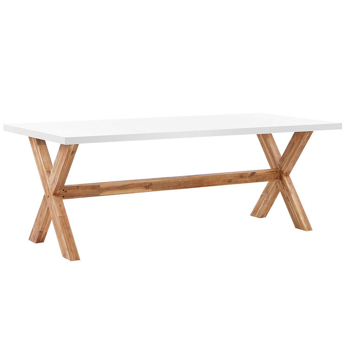 GARTENMÖBEL SET 6-Sitzer Faserzement 200/100 cm weiß/beige Olbia - Hellbraun/Beige, Stein - Beliani