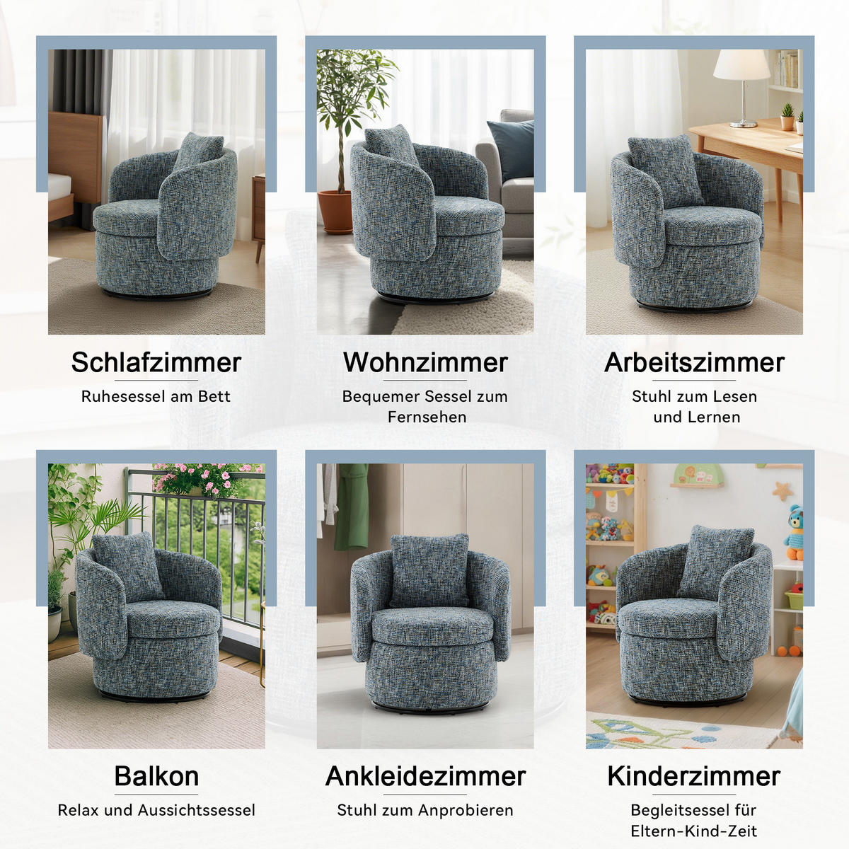 SESSEL Chenille mit verstecktem Stauraum 72/66.5/76 cm Blau - Blau, Textil (66.5/76/72cm) - Redom