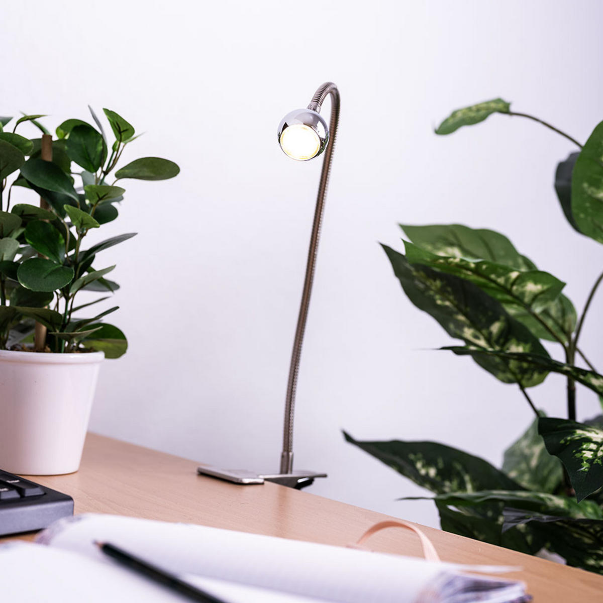 LED KLEMMLEUCHTE Serpent Silber Chrom - Silberfarben, Metall (43/43/48cm) - Globo Lighting