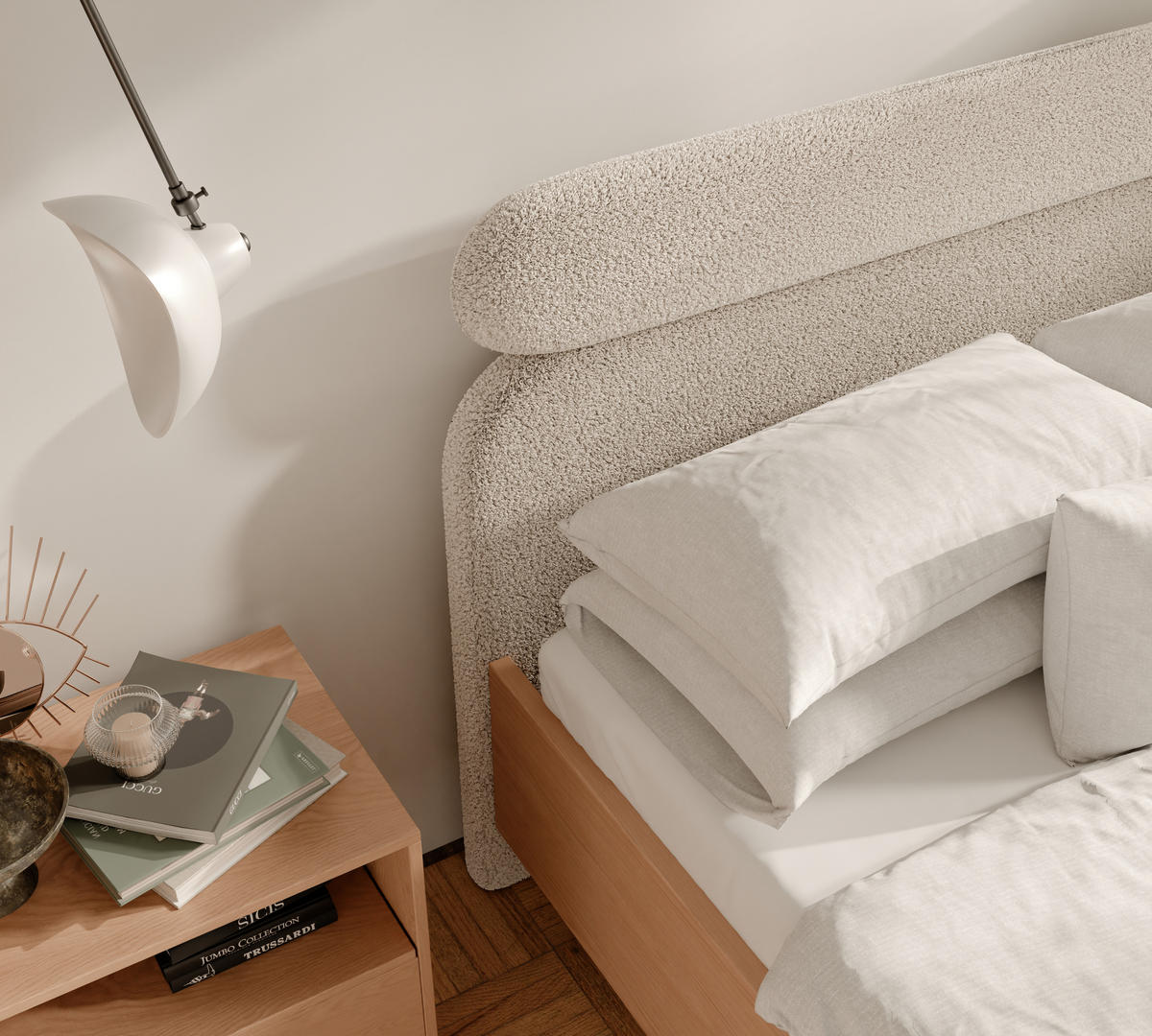 BOXBETT SENA 140/200 cm mit Matratze und Topper, Eiche Bookmatch - Eichefarben, Holz/Holzwerkstoff (140/200cm) - Idohome
