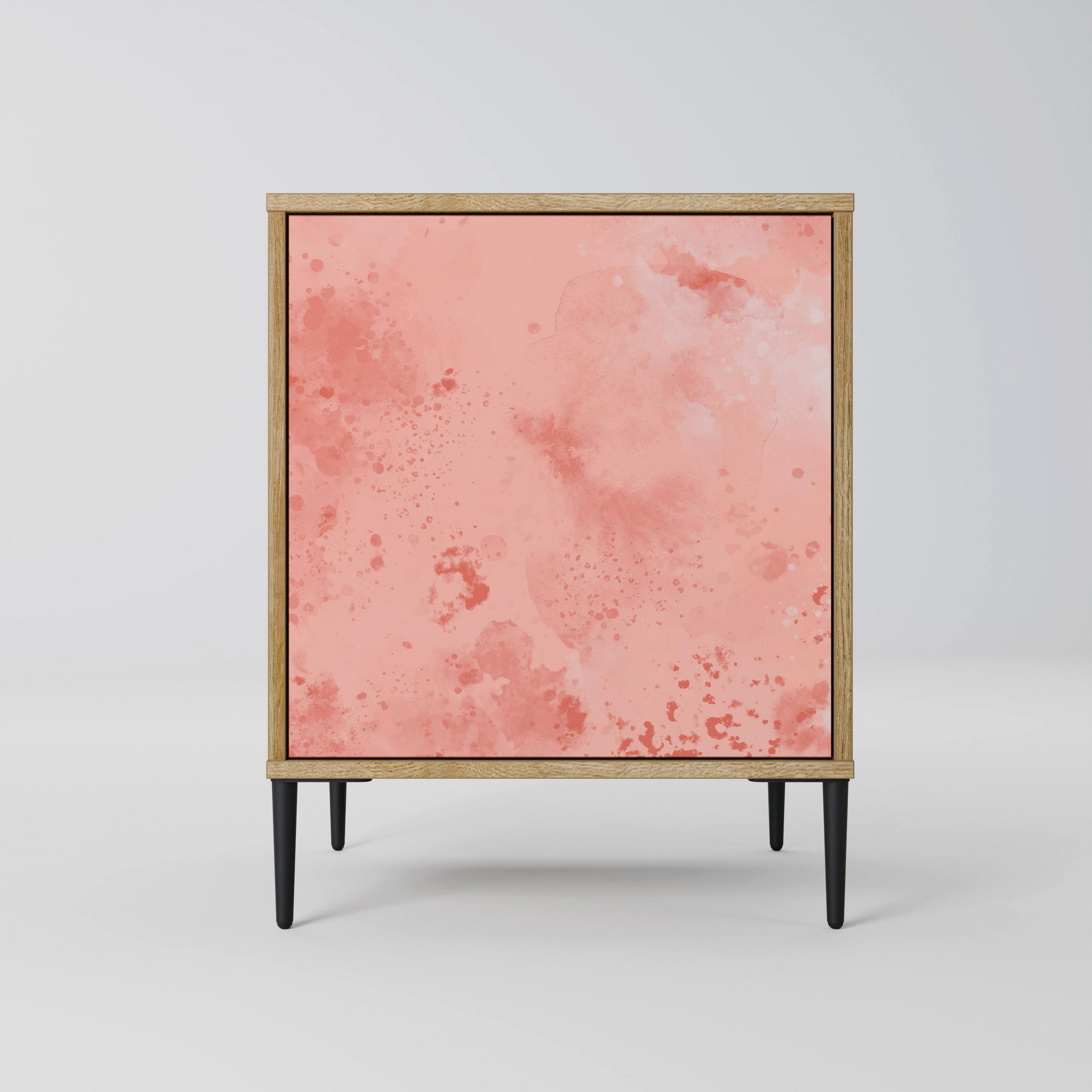 SIDEBOARD CRANE DANCE, Eichefarben, 57,5x42x72,5 cm, Schwarze Metallfüße - Eichefarben/Multicolor, Holzwerkstoff/Metall (57.5/72.5/42cm) - SpaceRebels