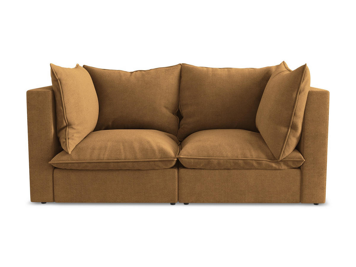 2-SITZER SOFA Strukturstoff Orange - Terra cotta/Schwarz, Holzwerkstoff/Kunststoff (180/77/90cm) - Makamii