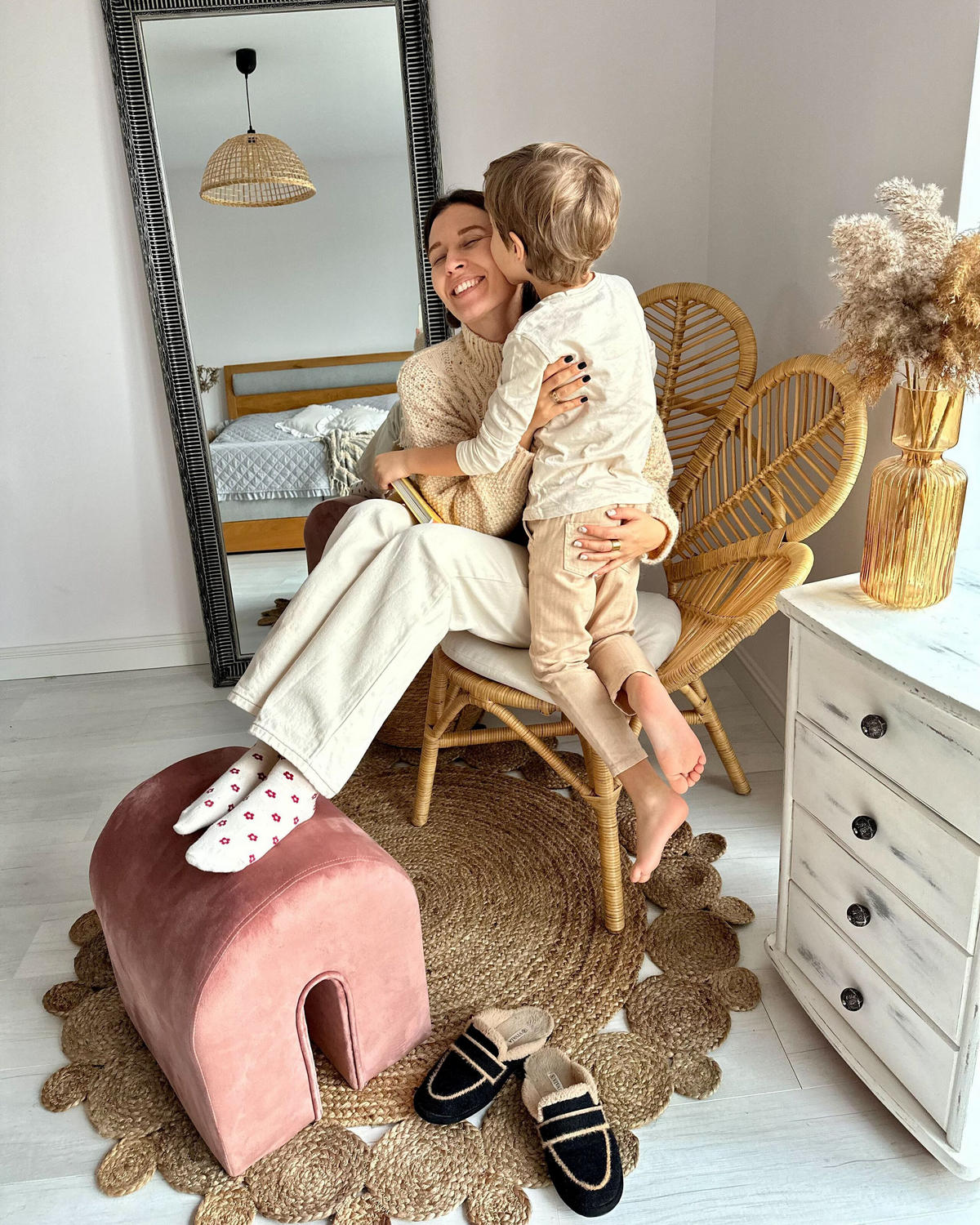 POUF Modoc 42/35/42 cm - Pink, Textil (35/42/42cm) - Beliani