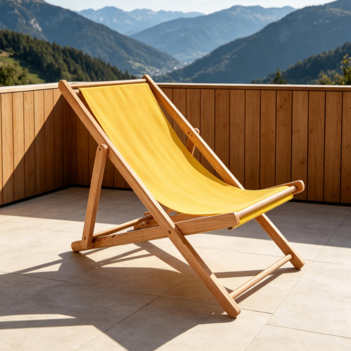 GARTENLIEGESTUHL – Massivholz und Segeltuch - Gelb, Holz (58/92/128cm)