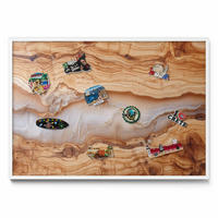 MAGNETTAFEL 100x70 cm Weißer Rahmen Holzstruktur Mit Harz - Teakfarben, Metall (100/70/0.4cm) - TULUP