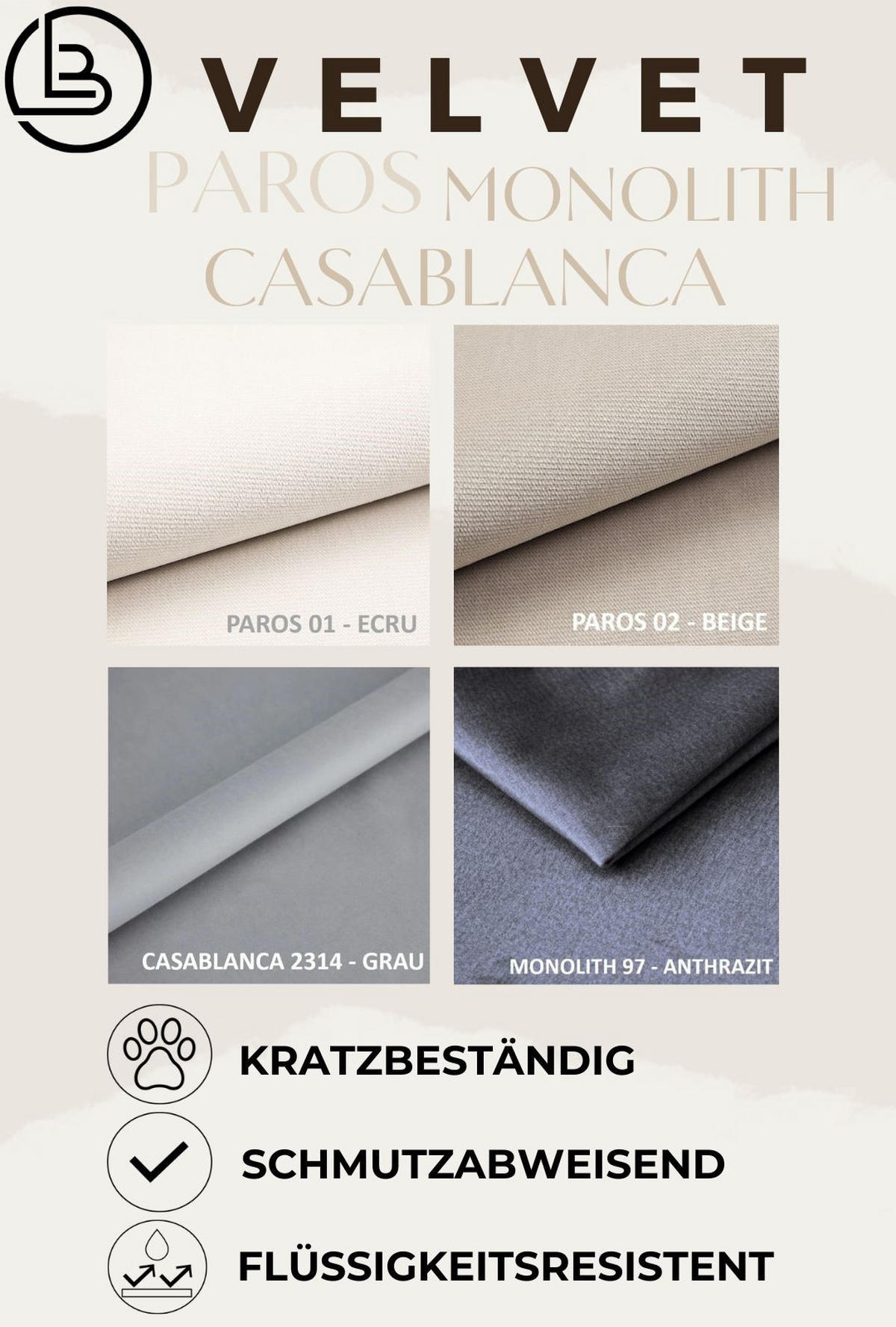 BOXSPRINGBETT Gold 5 King LED 120x200 cm Grau Velvet H4 - Grau, Holz (120/200cm) - Labett