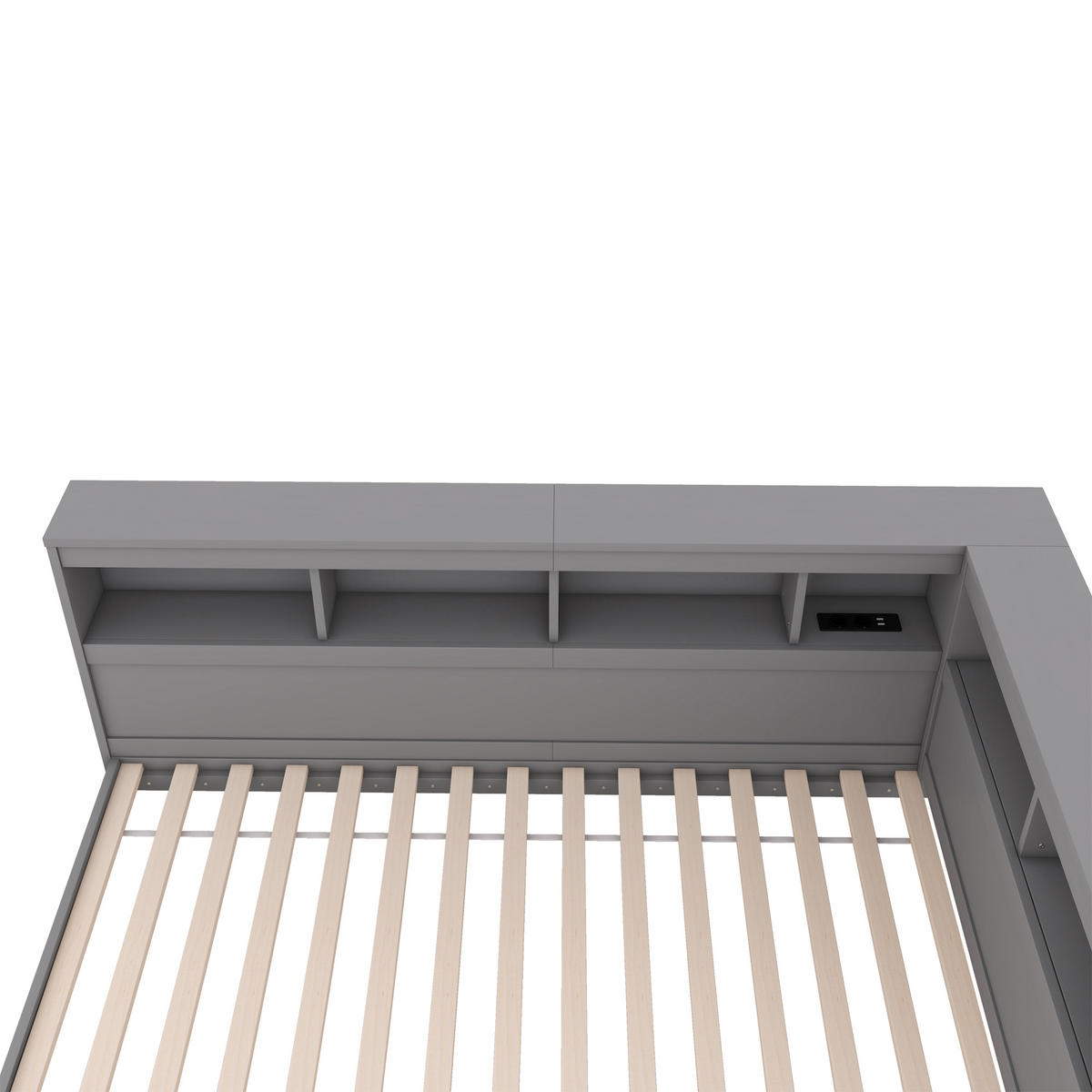 POLSTERBETT aus Spanplatte & MDF 90x200 cm in Grau mit Steckdose & 2 USB - Grau, Holzwerkstoff (90/200cm) - Modfu