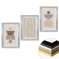 WANDBILDER 3er Set - 20x30 cm Silberner Rahmen - Abstrakte Formen braun beige - Silberfarben, Kunststoff (20/30cm) - ArtPrintCave