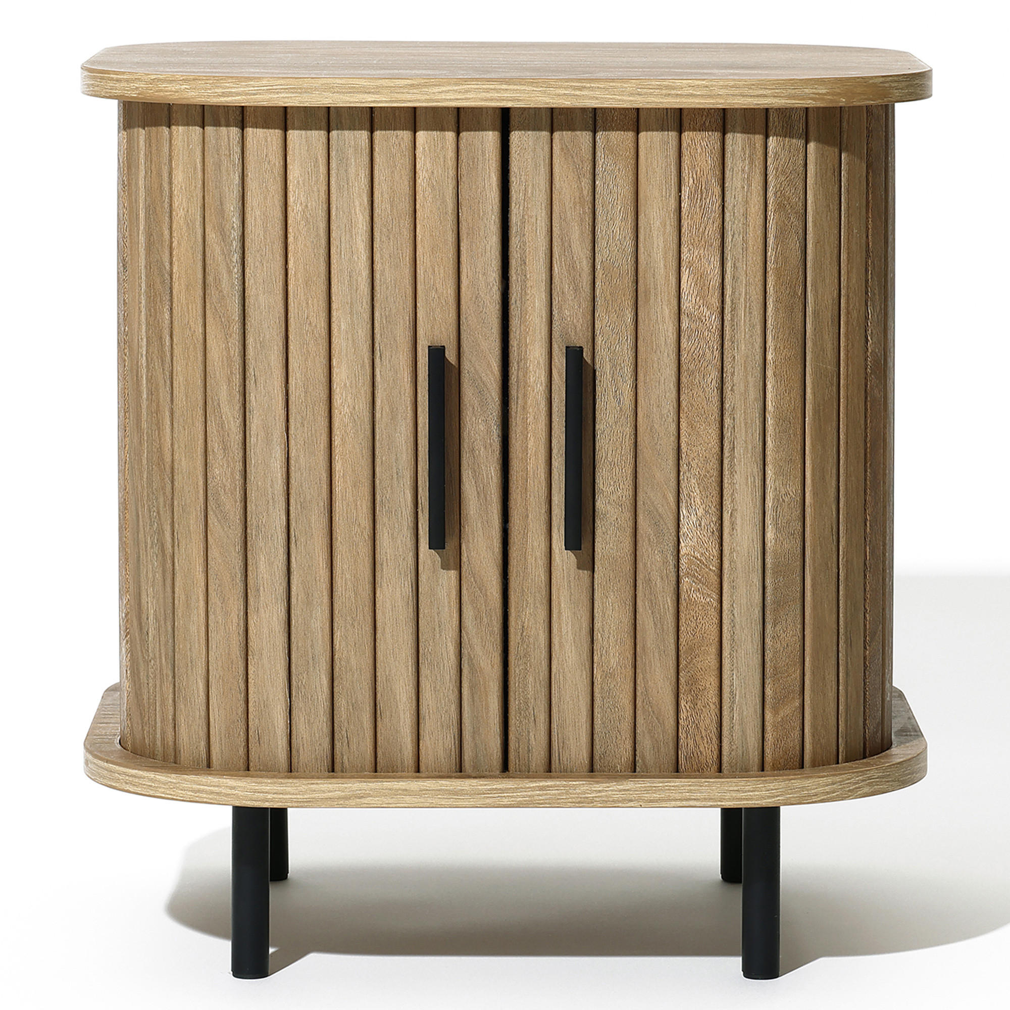 NACHTTISCH Mid-Century mit Rolltür, Holz | B45 x T40 x H48 cm - Braun, Holzwerkstoff (45/48/40cm) - Hometopia
