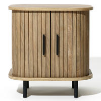 NACHTTISCH Mid-Century mit Rolltür, Holz | B45 x T40 x H48 cm - Braun, Holzwerkstoff (45/48/40cm) - Hometopia