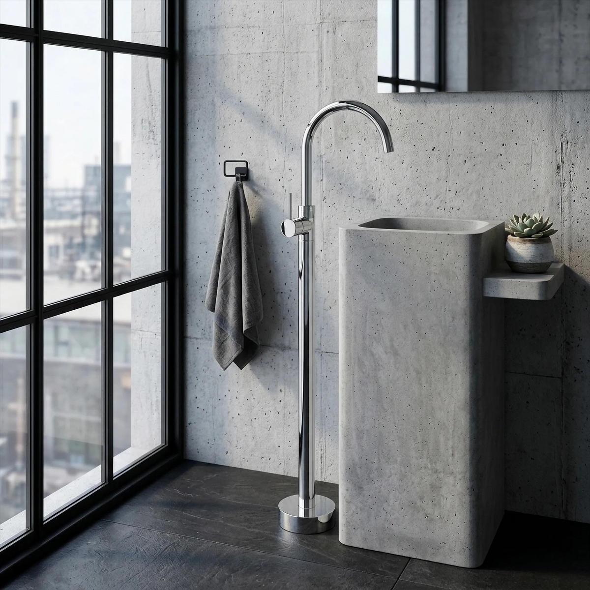 WASCHBECKENARMATUR Freistehend Rea Lungo Chrome - Chromfarben, Metall (20/107.5/16cm) - REA