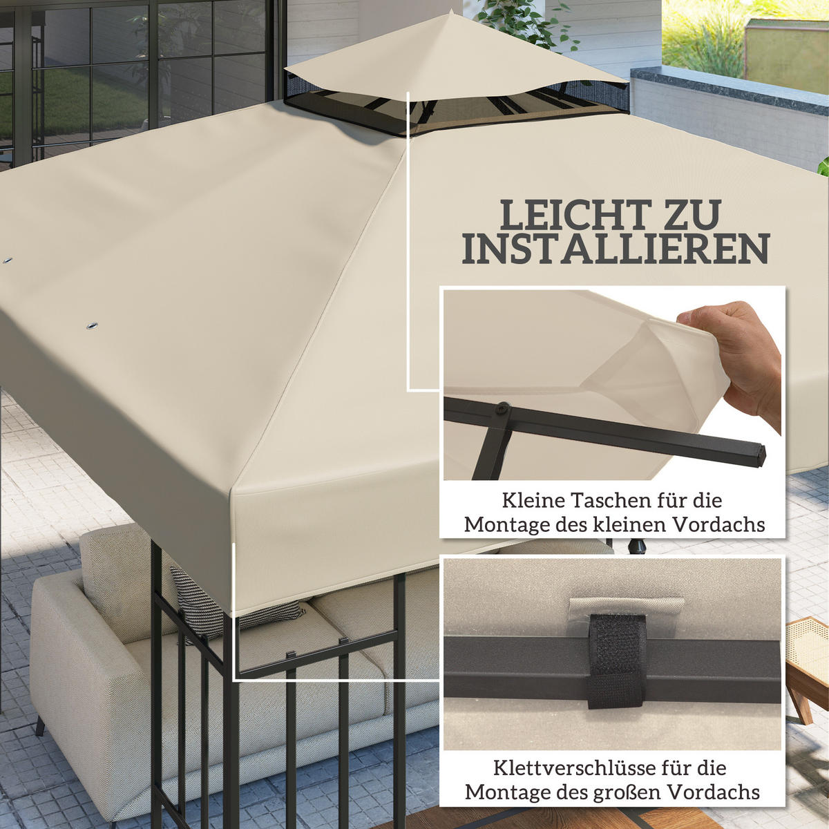ERSATZDACH für Pavillon 3 x 3 m - Creme, Kunststoff (300/1/300cm) - Outsunny