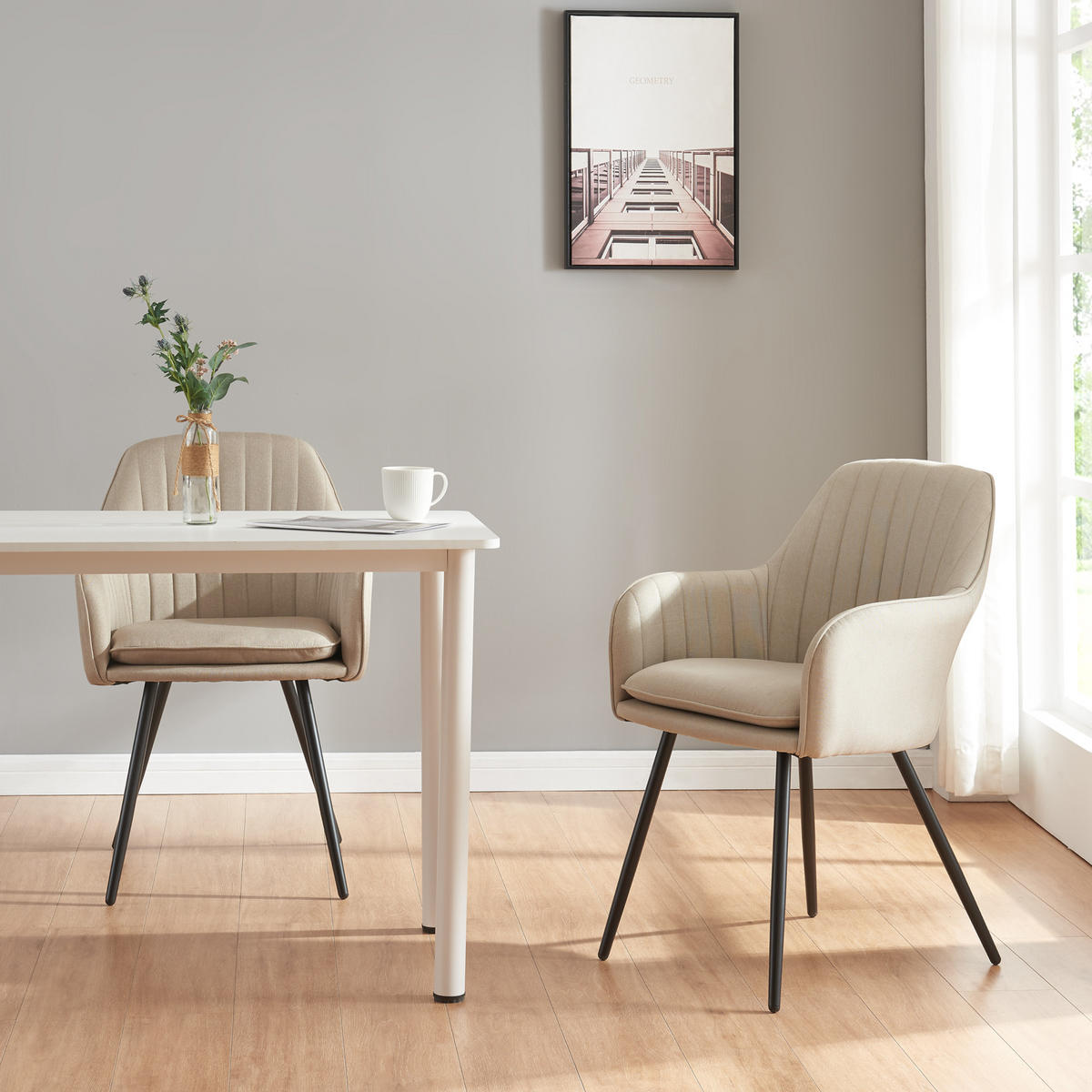 ESSZIMMERSTUHL Kannonkoski - Beige, Textil/Metall (57/86/59cm)
