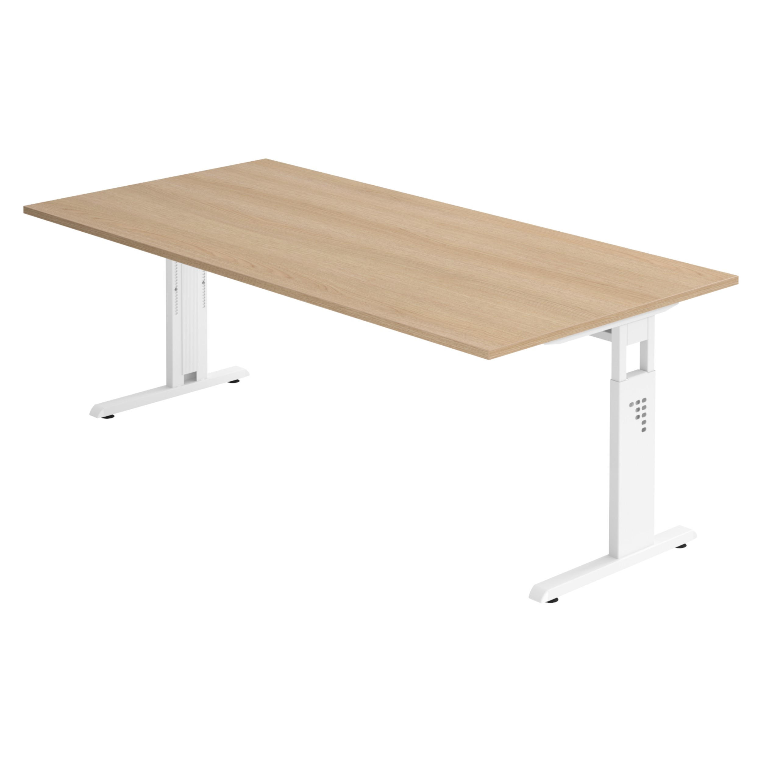SCHREIBTISCH Serie-O 100/200/74 cm in Eichefarben/Weiß - Eichefarben/Weiß, Holzwerkstoff (100/200/74cm) - bümö