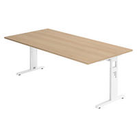 SCHREIBTISCH Serie-O 100/200/74 cm in Eichefarben/Weiß - Eichefarben/Weiß, Holzwerkstoff (100/200/74cm) - bümö