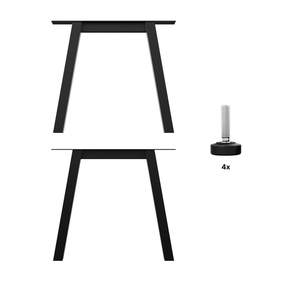 TISCHBEINE Thusia Lite Extreme 2er-Set Schwarz 72cm - Schwarz, Metall (80/72/10cm) - Metalo Pro