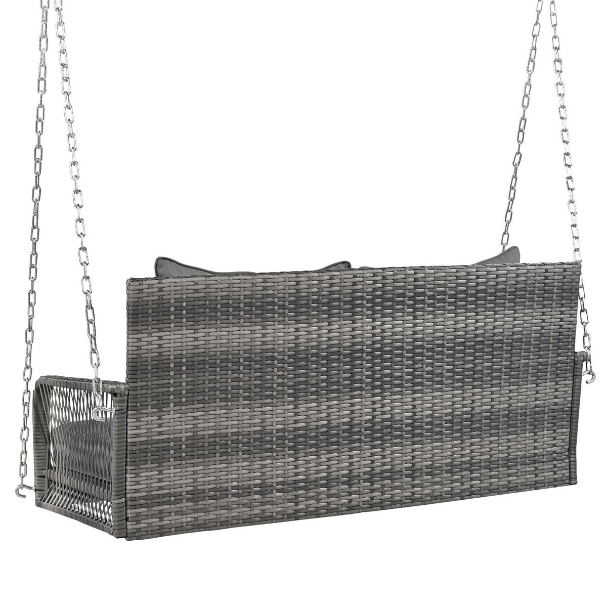 HOLLYWOODSCHAUKEL 2-Sitzer Graues Rattan - Grau, Metall (54/53/113cm) - ComfortXL