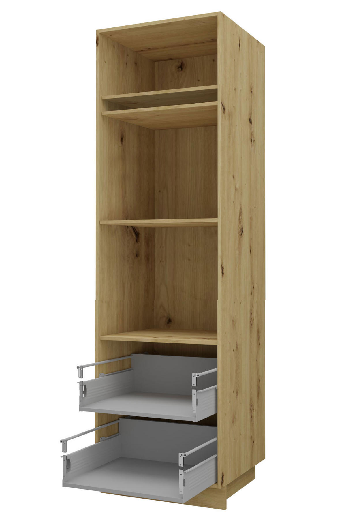 BACKOFENUMBAUSCHRANK Bari D14/RU/2 284 Eiche Artisan / RAL 5024 pastellblau 60 / 59 / 207cm Blum Teilauszug - Blau/Eiche Artisan, Holz/Holzwerkstoff (60/207/59cm) - Feldmann-Wohnen