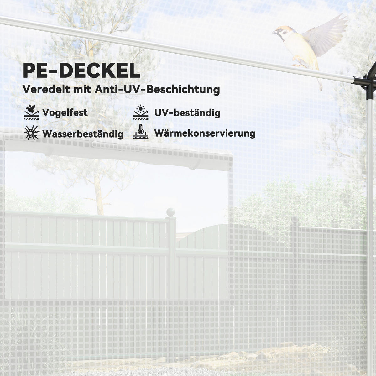 FOLIENTUNNEL Stahl PE Weiß - Weiß, Metall (200/200/300cm) - Outsunny
