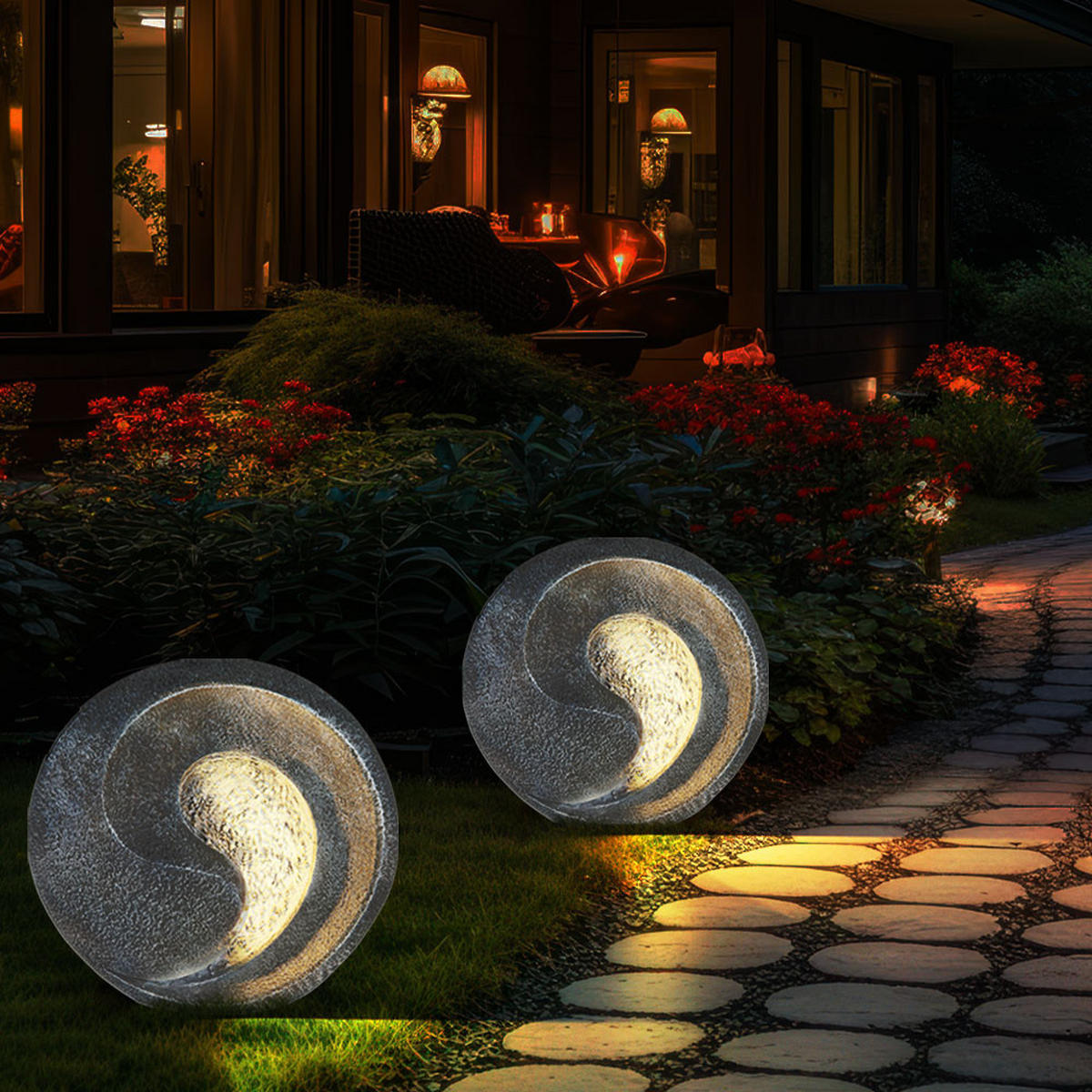 LED AUSSENLEUCHTE Solarleuchte Skulptur Grau - Grau, Kunststoff (29.5/11/29cm) - Globo Lighting