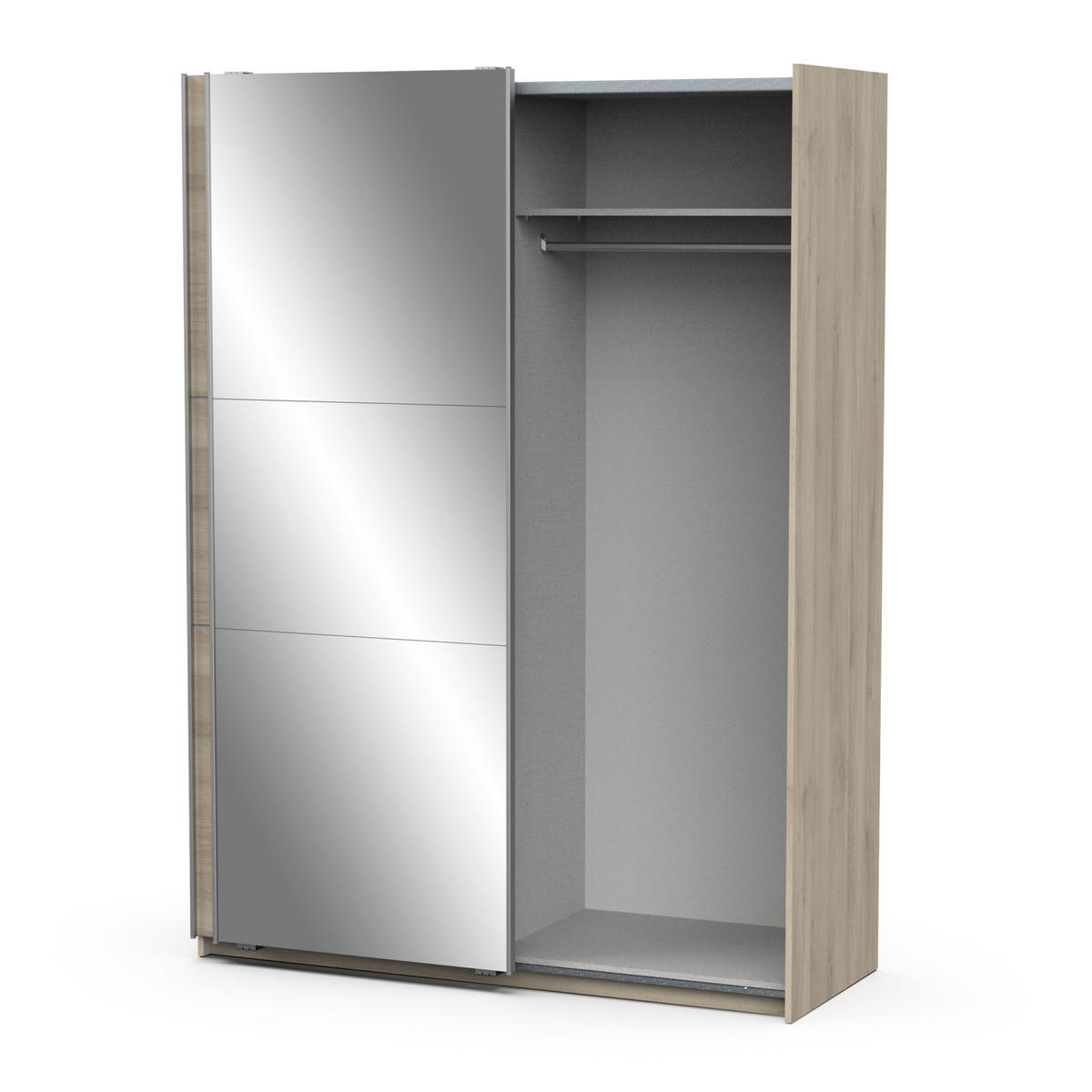 SCHRANK, 2 Schiebetüren mit Spiegel - GHOST - Eiche - 148 x 59,8 x 203 cm - Beige, Holz (59.9/203/148cm) - Demeyere