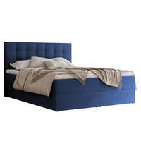BOXBETT GRAND 180/200 cm, in Marineblau, mit Matratze und Topper - Dunkelblau, Holzwerkstoff/Textil (180/200cm) - Idohome
