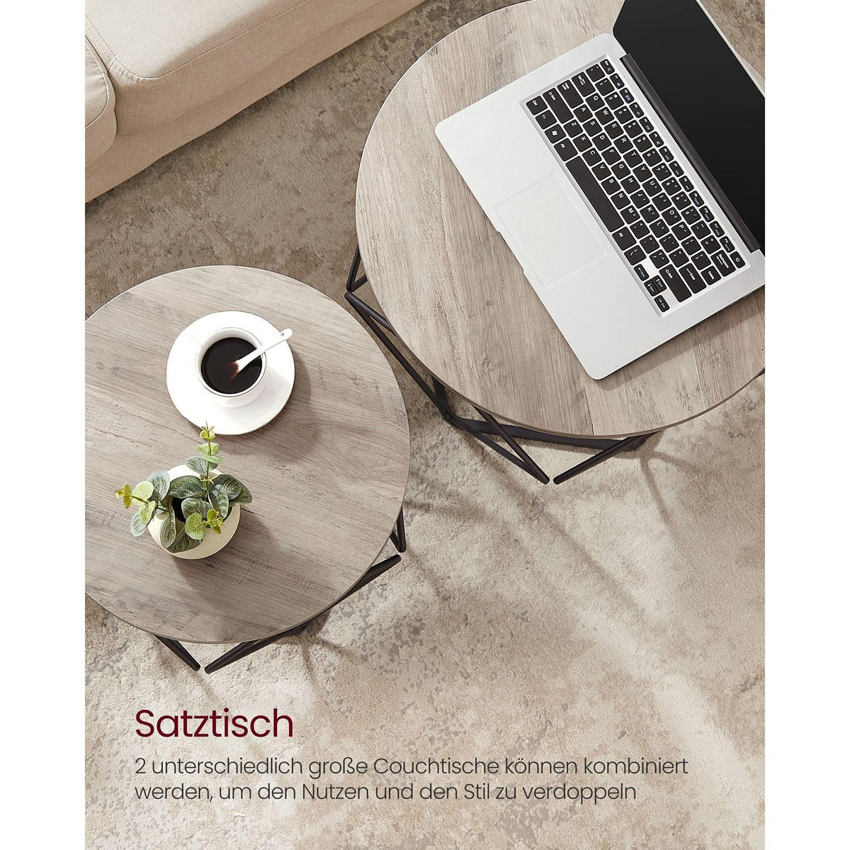 COUCHTISCH VICTORIA 2ER-SET - Schwarz, Holzwerkstoff (50/50/40cm) - Hansiro