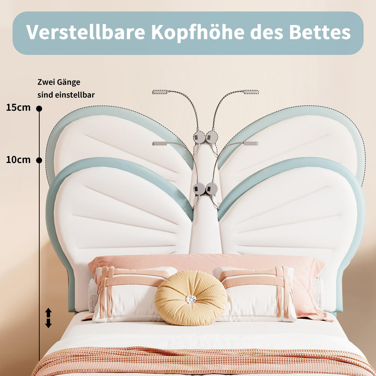 POLSTERBETT 90x200cm Blau Mit LED-Leselampe & Verstellbarem Kopfteil - Blau, Holz (90/200cm)