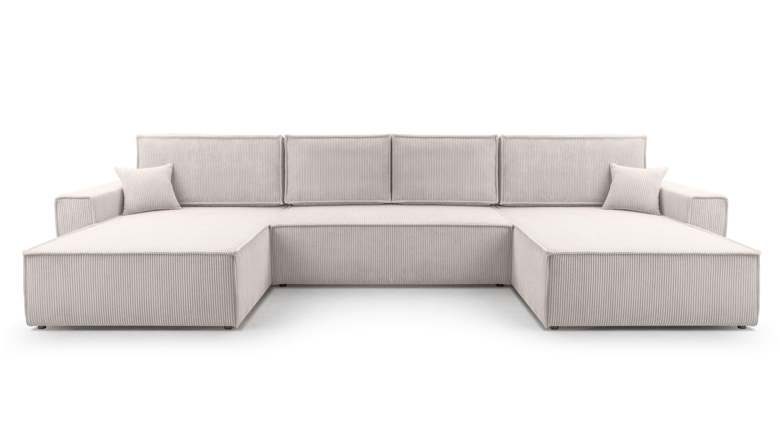 WOHNLANDSCHAFT Cedria Weiß 389/145/85 cm mit Schlaffunktion - Creme/Schwarz, Kunststoff/Textil (389/85/145cm) - AX Living