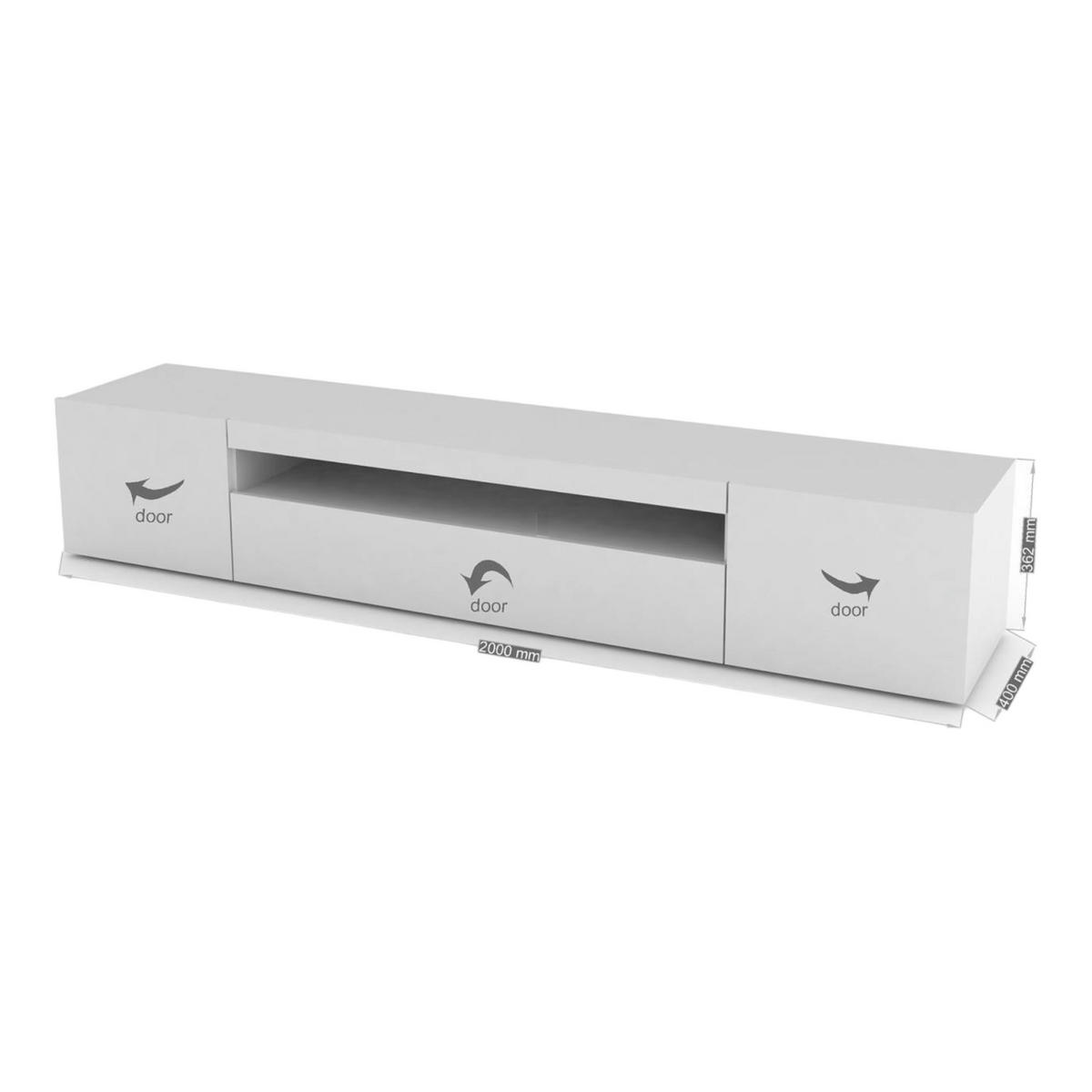 FERNSEHSCHRANK Glänzendes Weiß 40/200/37 cm - Weiß, Holzwerkstoff (200/37/40cm) - DMORA