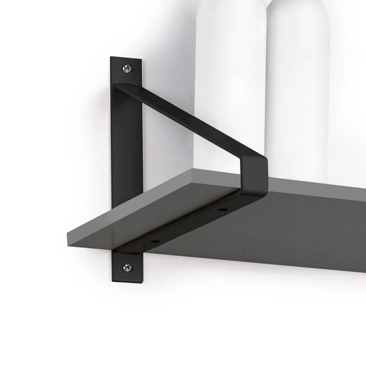 TRÄGER-SET für Regale in Holz Shelf mit dreieckiger Form, Stahl, Schwarz - Schwarz, Metall (22.5/3/22cm) - EMUCA