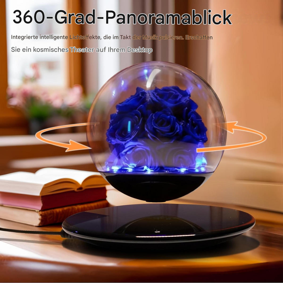 TISCHLEUCHTE Magnet Schwebend Rose LED - Pastellblau, Glas (28/28/25cm) - Weltevree