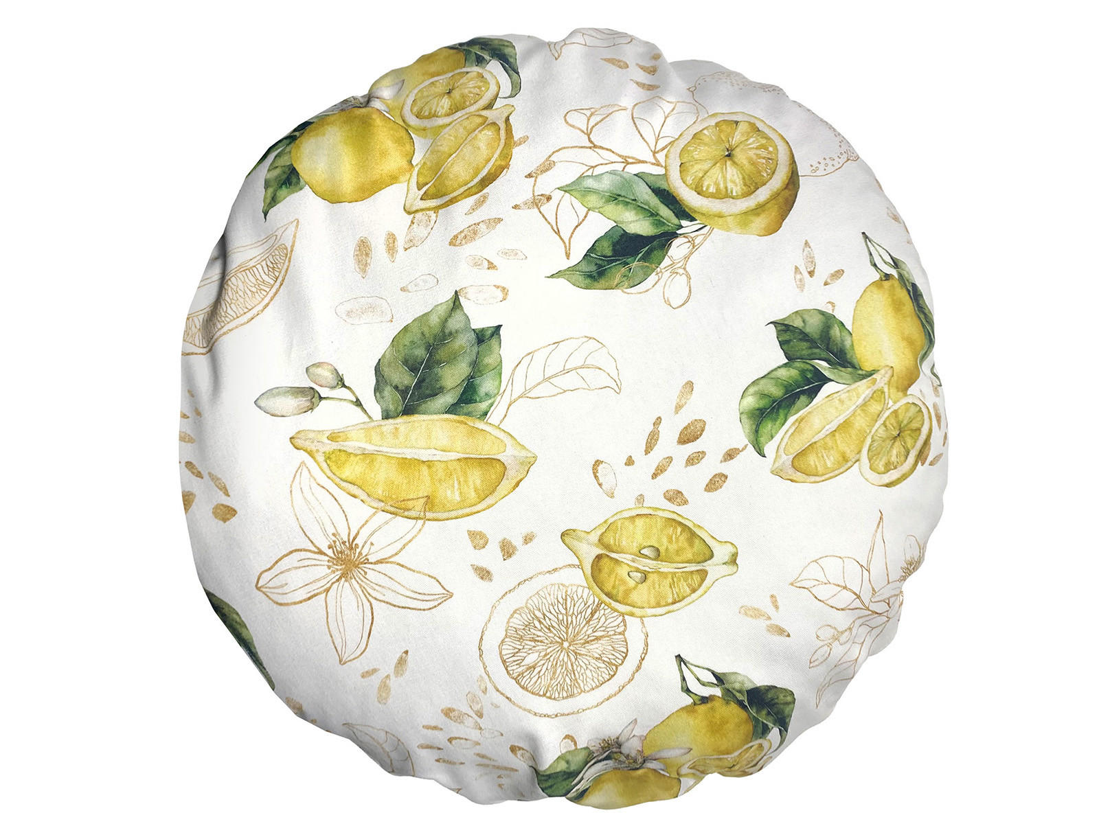 KISSENHÜLLE Rund Italy Collection Zitronen 60 cm Ø - Ecru/Gelb, Textil (60/60cm) - beties Heimtextil
