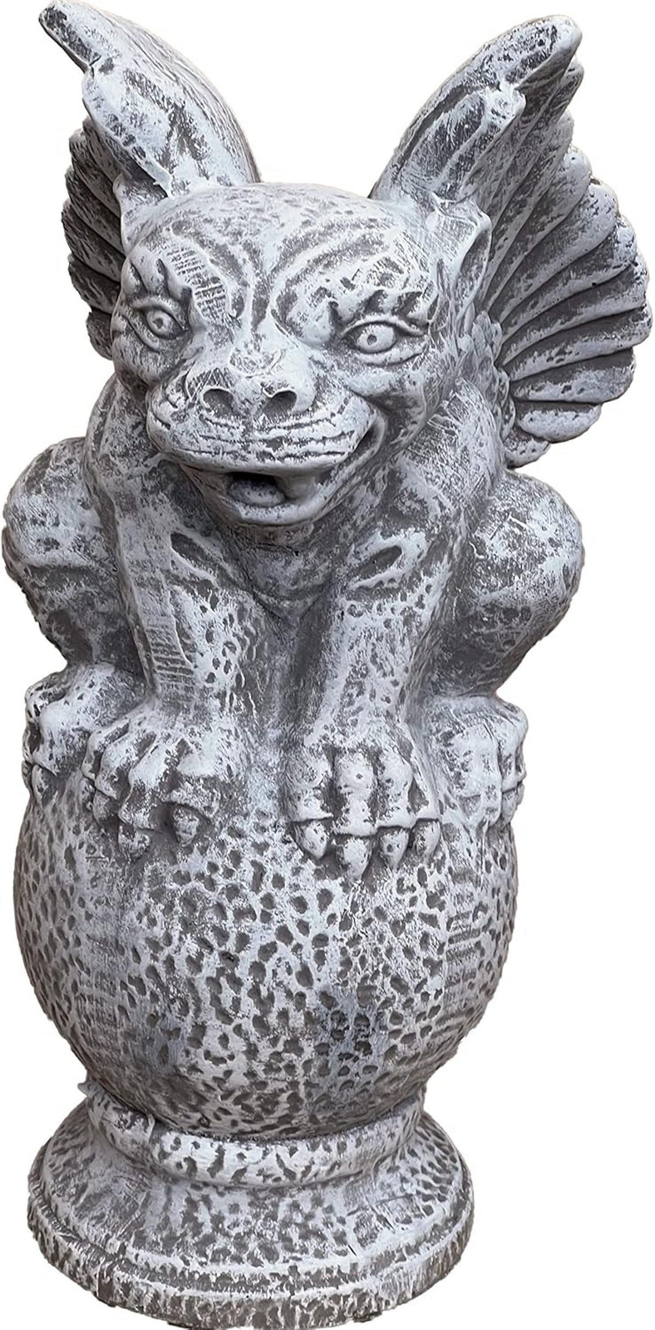 STEINFIGUR Gargoyle auf Kugel frostfest wetterfest Steinguss - Grau, Stein (12/29/14cm) - stoneandstyle